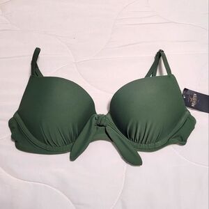 Hollister green lined underwire bikini swim top 34A NWT